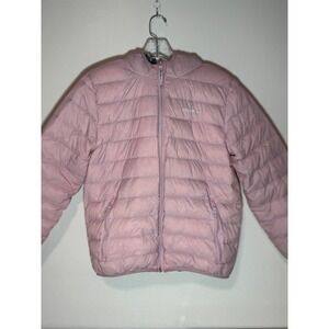 Eddie Bauer Pink Puffer Jacket Hooded Zip Front Lightweight Full Zip Warm